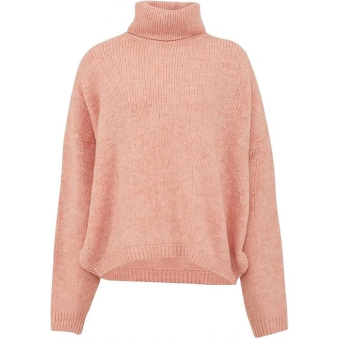 Balıkçı Yaka Oversıze Örme Kadın Kazak