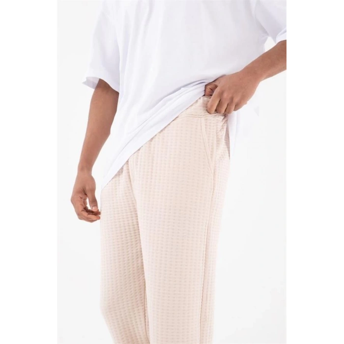Bel Lastikli Kumaş Detaylı Oversıze Erkek Pantolon