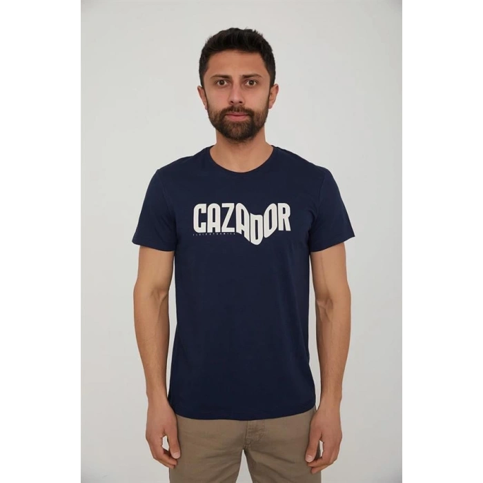 Bisiklet Yaka Baskılı Erkek T-Shirt