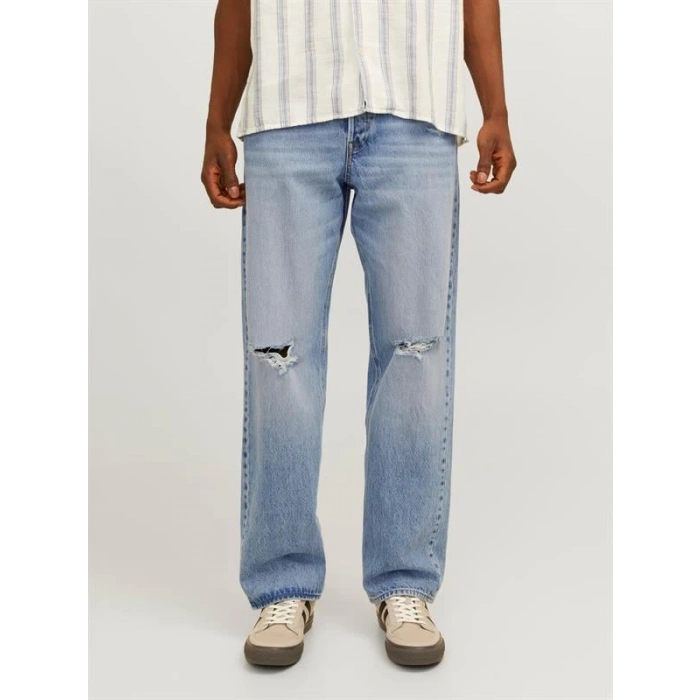 Boru Paça Yırtmaçlı %100 Pamuk Erkek Denim