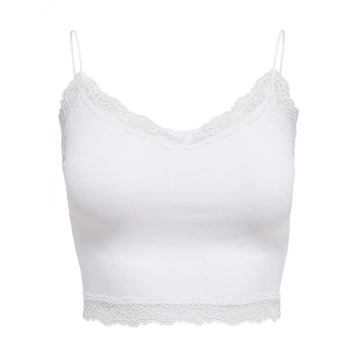 Dantel Yaka İp Askılı Crop