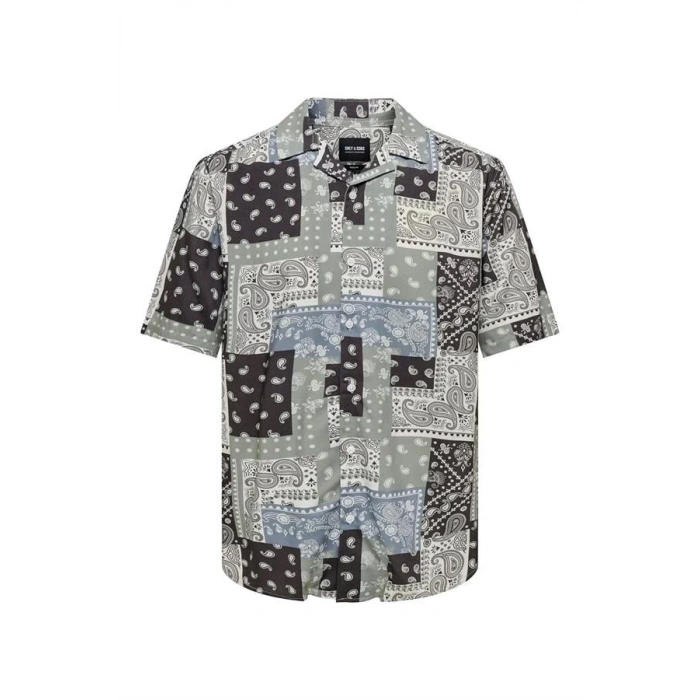 Erkek Kısa Kollu Desenli Erkek Gömlek