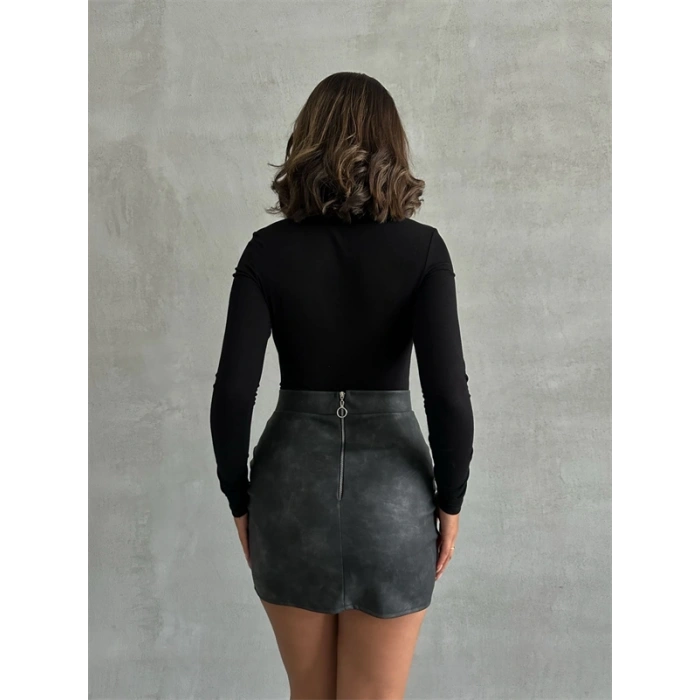 Eskitme deri mini etek