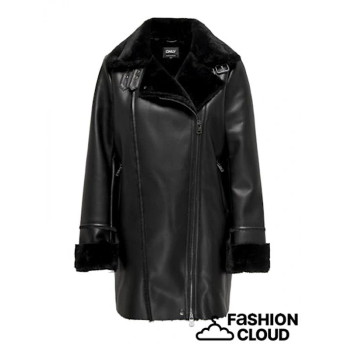 İçi Polarlı Deri Görünümlü Kadın Parka