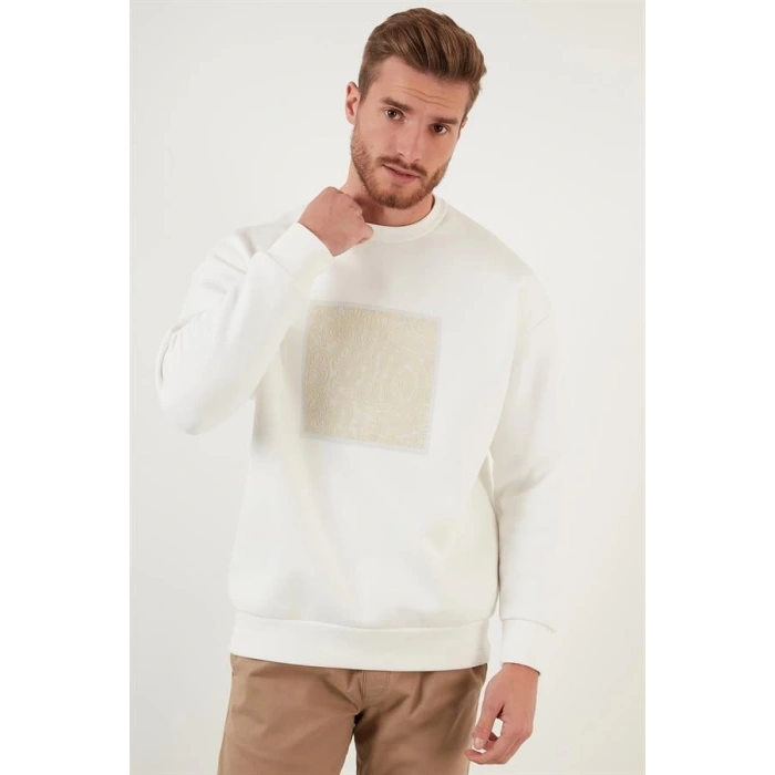 Kabartma Baskılı Oversıze Erkek Sweatshırt