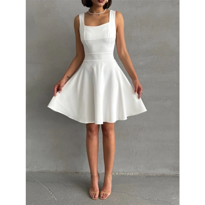 Kadın kare yaka kısa elbise s251188