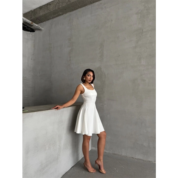 Kadın kare yaka kısa elbise s251188