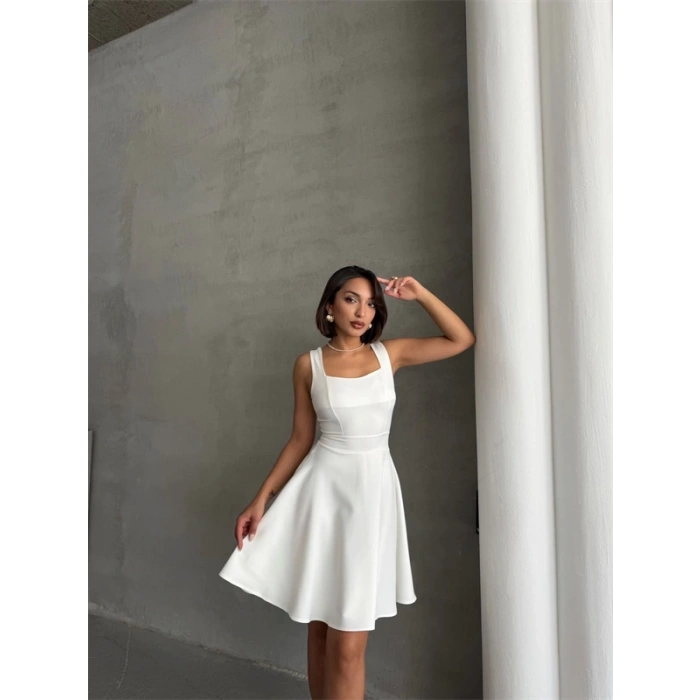 Kadın kare yaka kısa elbise s251188