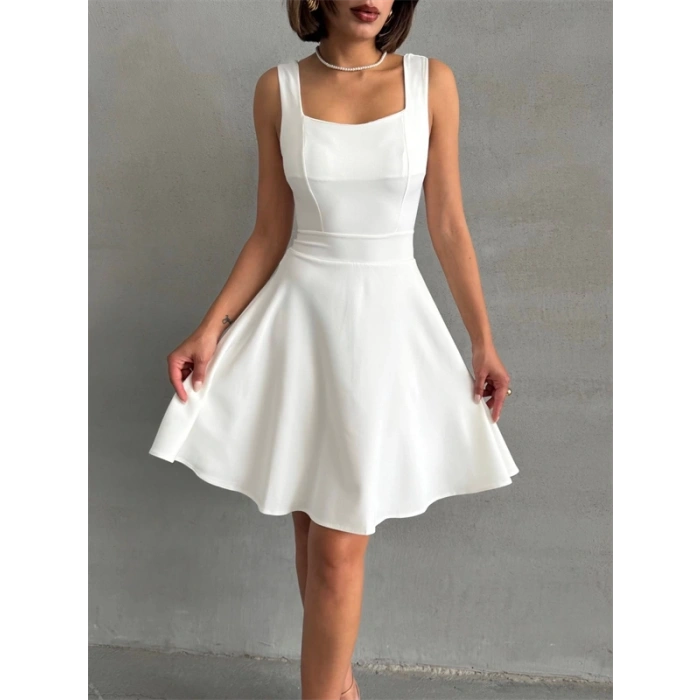 Kadın kare yaka kısa elbise s251188