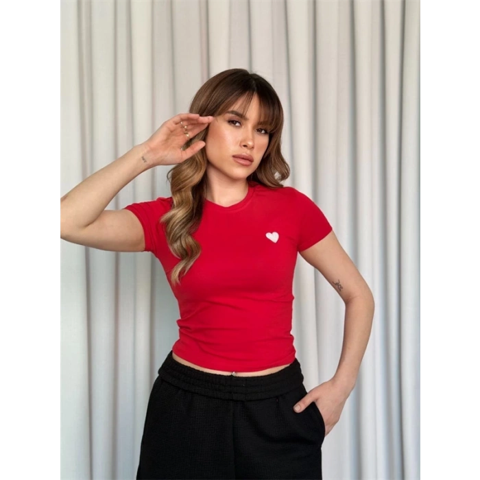 Kalpli kırmızı bluz