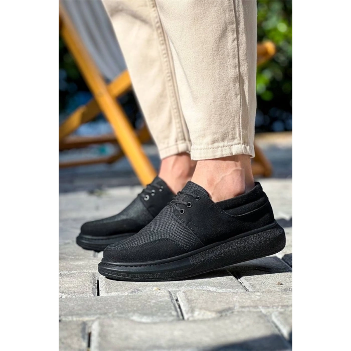 Kb-042  Kuback Bağcıklı  Siyah Deri Tozu Siyah Taban Günlük Erkek Ayakkabı