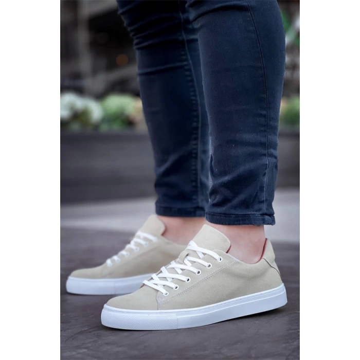 Kb-122   Kuback Bej Süet Yüksek Taban Bağcıklı Günlük Erkek Ayakkabı