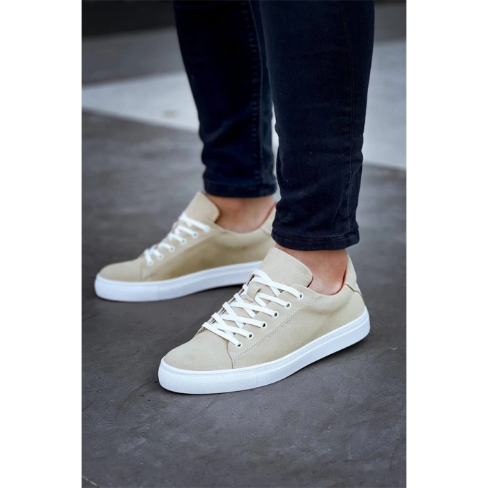 Kb-122   Kuback Bej Süet Yüksek Taban Bağcıklı Günlük Erkek Ayakkabı