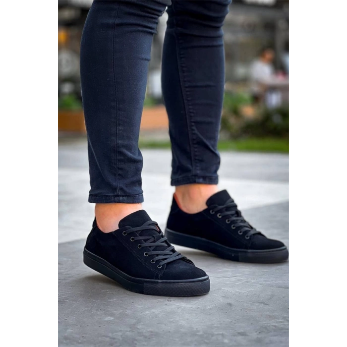 Kb-122   Kuback Siyah Süet Siyah Yüksek Taban Bağcıklı Günlük Erkek Ayakkabı