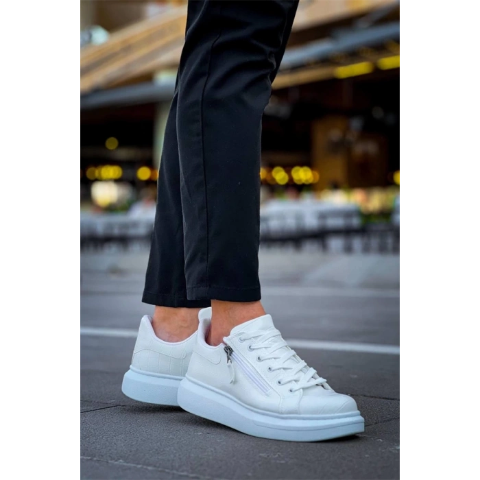 Kb-309  Kuback Beyaz Fermuar Ve Bağcıklı  Günlük Erkek  Ayakkabı