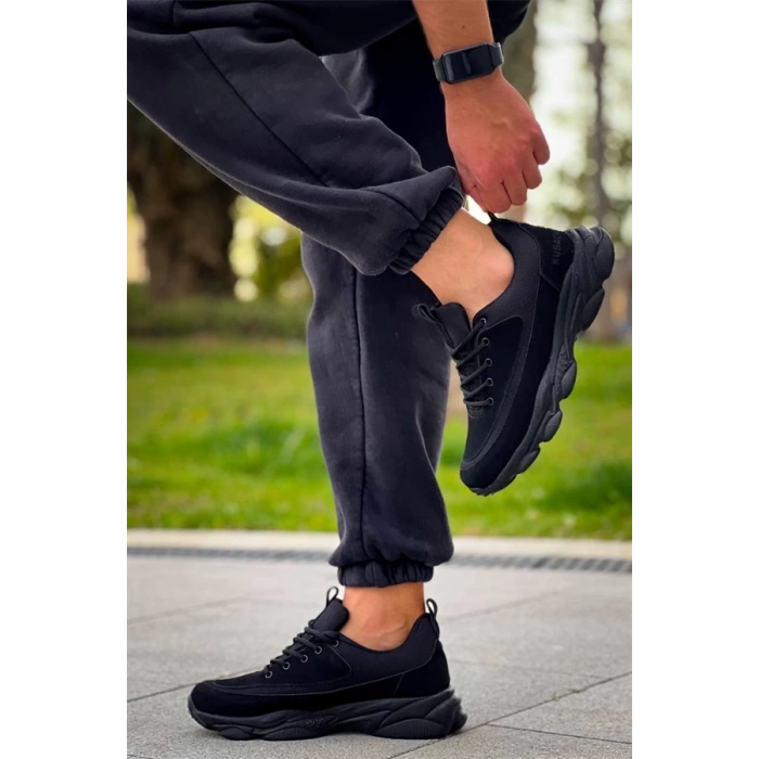 Kb-707  Kuback  Siyah Süet Siyah Yüksek Taban Bağcıklı Günlük Erkek Ayakkabı