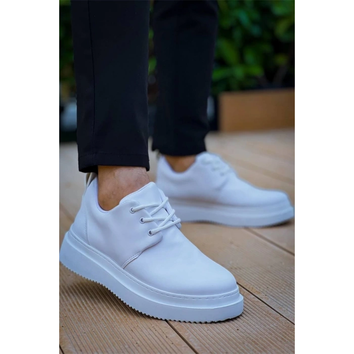 Kb-X3  Kuback Beyaz Cilt Bağcıklı  Günlük Erkek  Ayakkabı