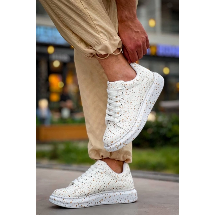 Kb-X500  Kuback Beyaz Gold  Bağcıklı  Günlük Erkek  Ayakkabı