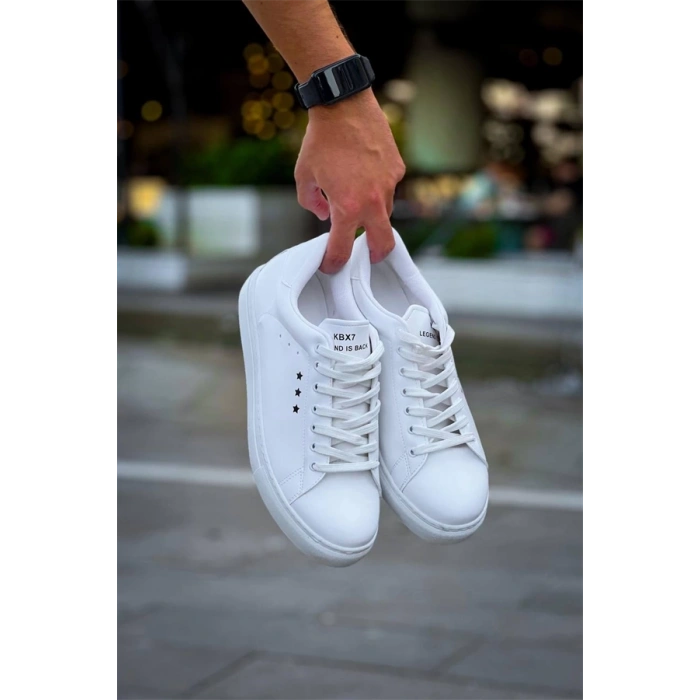 Kb-X7  Kuback Beyaz Yüksek Taban Bağcıklı Günlük Erkek Ayakkabı