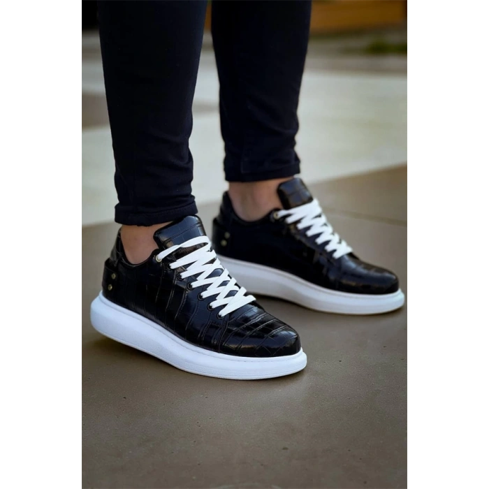 Kb047  Kuback Siyah Crocodile Günlük Erkek  Ayakkabı