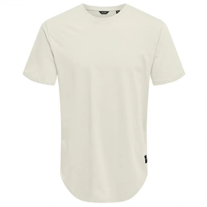 Oval Kesim Erkek T-shirt Bej