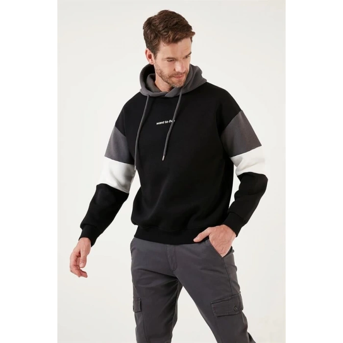 Parçalı Kapşonlu Sweatshirt