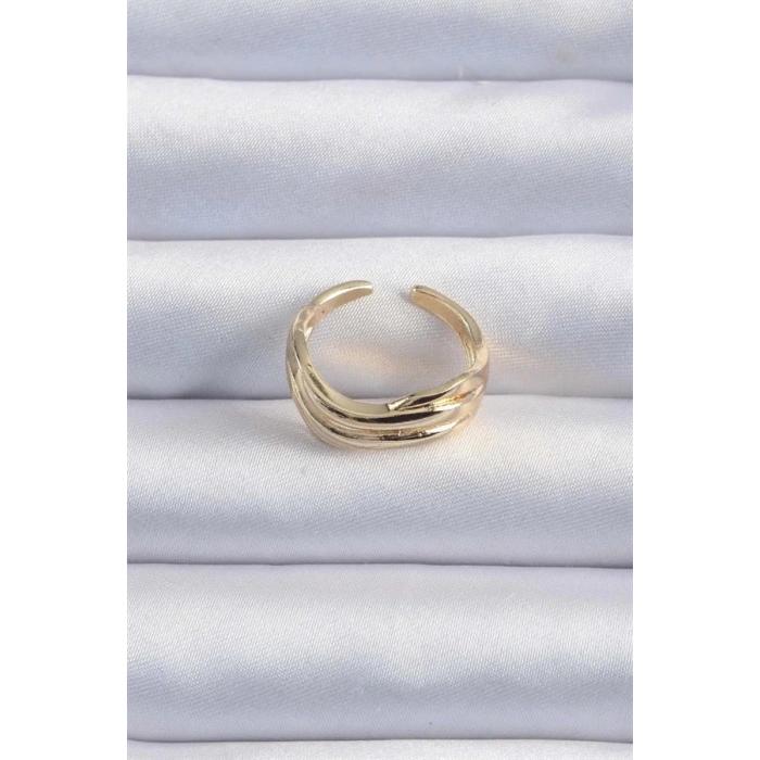 Pirinç Altın Renk Kıvrımlı Ayarlanabilir Yüzük