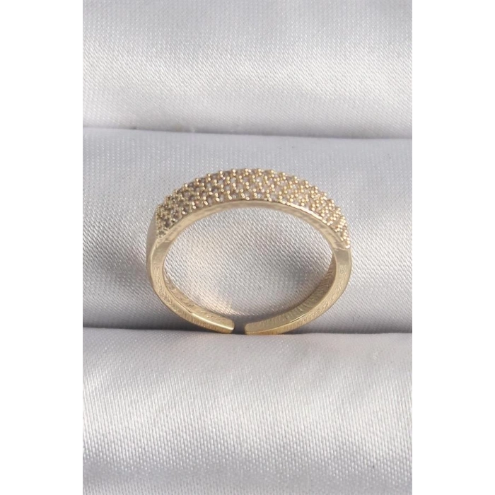 Pirinç Gold Renk Zirkon Taşlı VIP Seri Kadın Yüzük