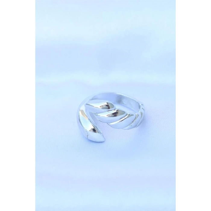 Pirinç Gümüş Renk Ayarlanabilir Sarmal Yüzük