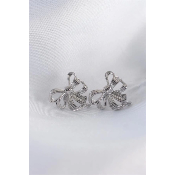 Pirinç Gümüş Renk Fiyonk Küpe