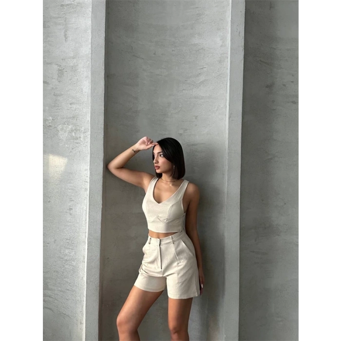 Şortlu keten takım