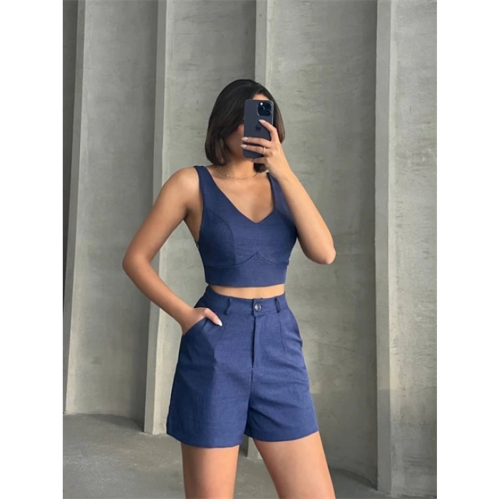 Şortlu keten takım s255014