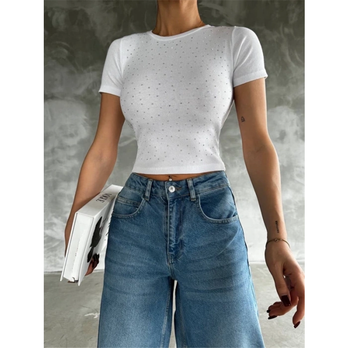 Taş baskılı kaş korse bluz