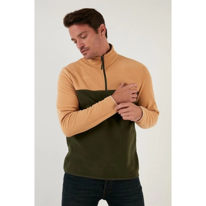 Yarım Fermuar Parçalı Polar