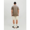 12182498 Yırtık Yaka  Oval Kesim Erkek Tshirt Bej