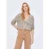 15257604 Ajurlu Triko Kadın Crop Hırka Bej