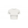 15311891 Likralı Fitilli Crop Kadın T-Shirt Beyaz