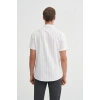 2019 Regular Fit Keten Kısa Kollu Erkek Gömlek BEYAZ
