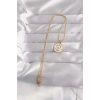 316L Çelik Gold Renk Beyaz Mineli Karışık Figürlü Tarot Kolye