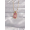 316L Çelik Gold Renk Mor Mineli El Figür Tarot Kolye