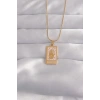 316L Çelik Gold Renk Pembe Mineli El Figür Tarot Kolye