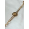 316L Çelik Gold Renk Tam Altın Modelli Zirkon Taşlı Kadın Bileklik