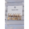 316L Çelik Gold Renk Yıldız Figürlü Tarot Model Halka Küpe Seti