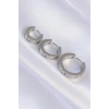 316L Çelik Gümüş Renk Model 3lü Halka Küpe