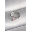 316L Çelik Gümüş Renk Pembe Zirkon Taşlı Kelebek Model Tragus Piercing