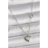 316L Çelik Gümüş Renk Zincir Kalp Detay Kalp Figür Kadın Kolye