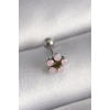 316L Çelik Gümüş Renk Zirkon Taşlı Çiçek Tragus Piercing