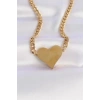 316L Çelik Zincir Altın Renk Düz Plaka Kalp Kolye