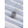 316L Çelik Zincir Eskitme Gümüş Renk Pembe Mineli Kalp Figürlü Tarot Kolye