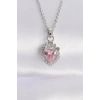 316L Çelik Zincir Gümüş Renk Pembe Zirkon Taşlı Rapunzel Kolye